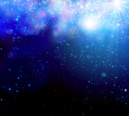 Fototapeta premium Light in darkness. Bokeh and sparkles on the background.