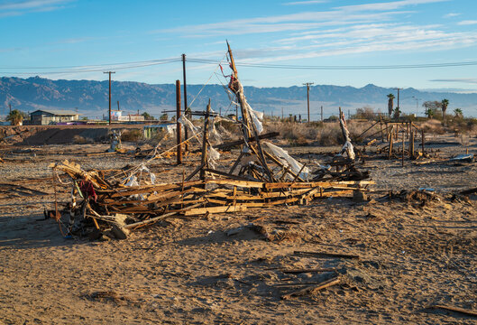 A Beached Abandoned Ship at Bombay Beach in the Salton Sea
