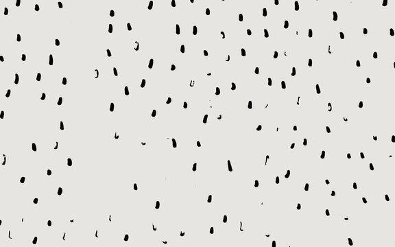 Randomly placed polka dots, hand drawn spots seamless vector pattern. Scattered big and small circles, points in various sizes. Background. Decorative black and white design tiles.