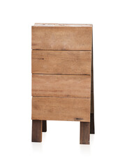 Wooden sidewalk sign isolated on white background