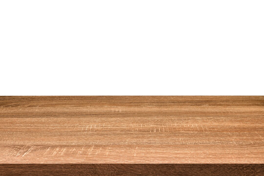 nature wood table isolated on white background