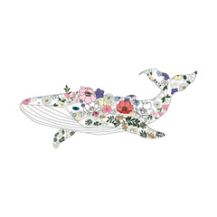 big beautiful whale in flowers © IRYNA