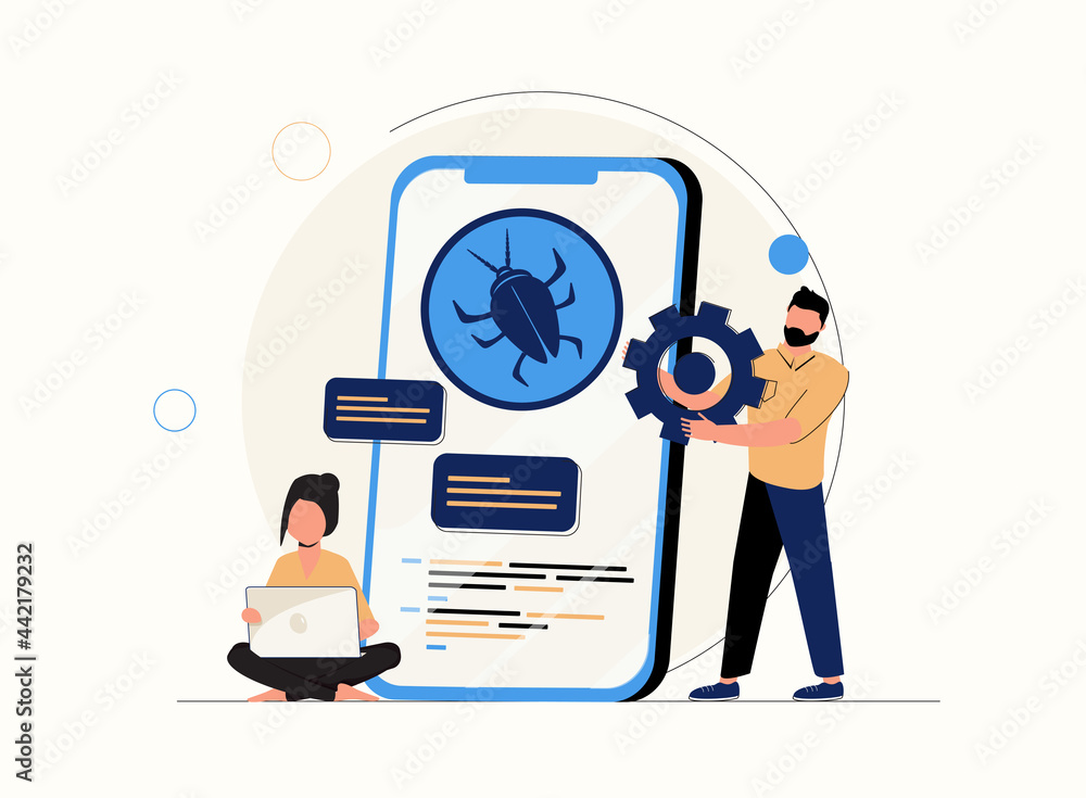 Aufkleber it teamwork abstract concept vector illustration set. devops team, beta testing, project planning an