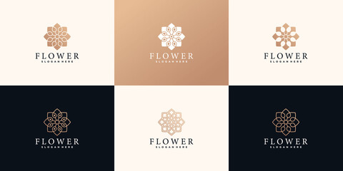 Fototapeta na wymiar Set of flower logo design template with golden gradient concept Premium Vektor
