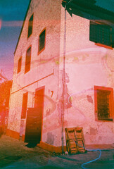 Vintage distressed blurry and grained photo. Damaged camera film. Mystical, psychedelic, nostalgic...