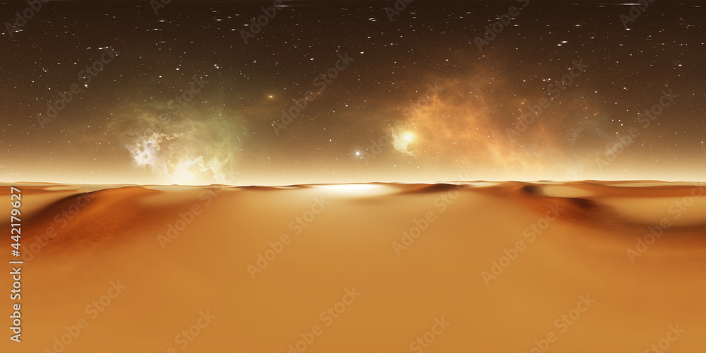 Canvas Prints 360 panorama of mars-like desert exoplanet sunset, environment map. equirectangular projection, sphe