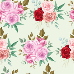 Elegant floral seamless pattern with romantic roses