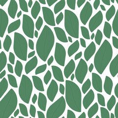 Vector seamless leaves pattern - green mosaic design. Hand drawn decorative endless background