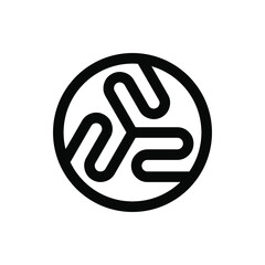 Initial letter triple N, N3, 3N logo template with geometric triskele illustration in flat design monogram symbol