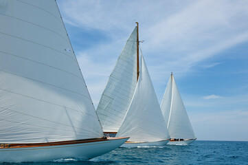 sails in the wind in the mediterranean sea