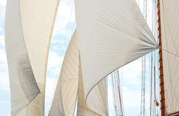 sails in the wind in the mediterranean sea