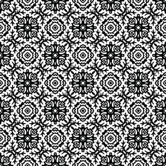 floral seamless pattern background.Geometric ornament for wallpapers and backgrounds. Black and white pattern. 