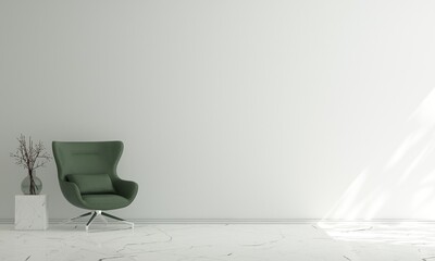 Minimal living room interior and white wall background, 3d rendering