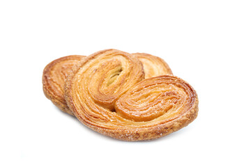 Bakery delicious Palm leaves, Butterfly shape and Heart about Pies Puff pastry with butter and sugar, Palmier or Coeur de France