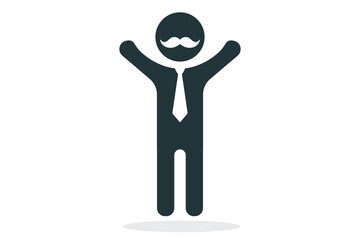 Happy man. Simple icon. Flat style element for graphic design. Vector EPS10 illustration. .