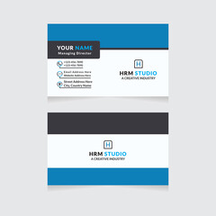 Modern Business Card Print Templates. Personal Visiting Card With Company Logo. Business Card Design Vector Illustration Stationery. Double Sided Business Card Flat.
