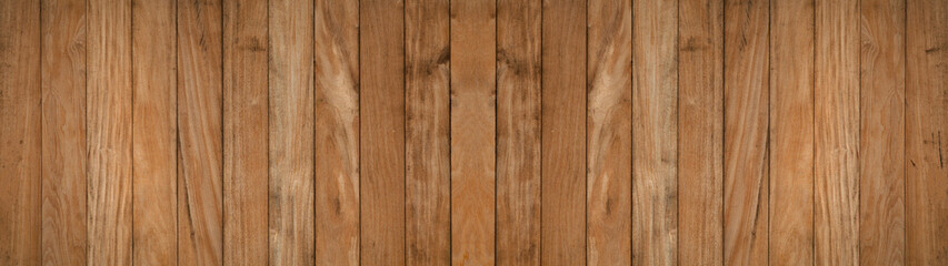 Old brown rustic weathred dark grunge wooden timber table wall floor board texture - wood background banner panorama top view..