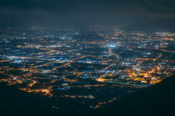 Naklejka premium City view at night from a mountain, Naples, Campania, Italy