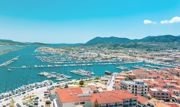 Aerial view at Lefkada city on the island of Lefkada, Ionian Islands, Greece