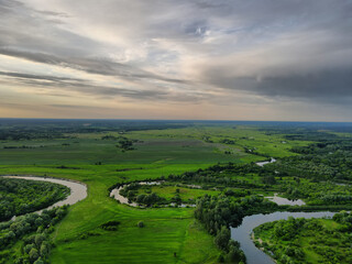 Fototapeta na wymiar Seim river Ukraine. View from the drone.