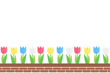 花壇のフレーム　長方形　チューリップA