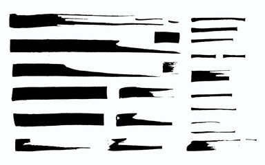 Set of grunge black paint, ink brush strokes. Brush collection isolated. Brush stroke for black ink paint, grunge backdrop, dirt banner, watercolor design and dirty texture.
