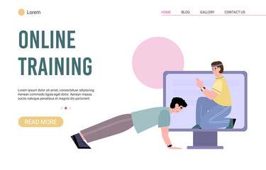Web app for online trainings with personal sport coach a vector illustration.