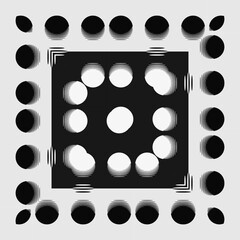 unique black and white geometric design on square format