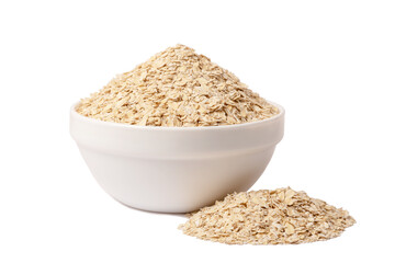 A bowl of dry oatmeal. Healthy, simple breakfast food.