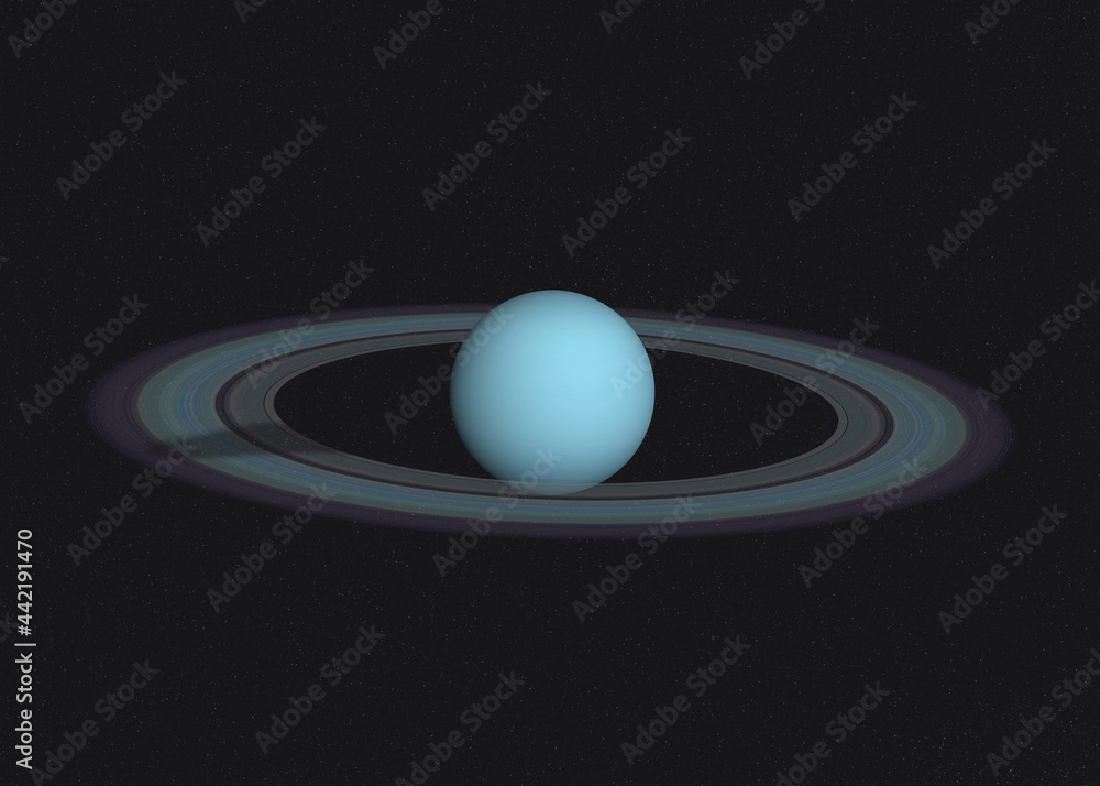 Wall mural uranus planet of solar system with ring in outer space. 3d rendered illustration. elements of this i
