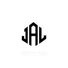 JAL letter logo design with polygon shape. JAL polygon logo monogram. JAL cube logo design. JAL hexagon vector logo template white and black colors. JAL monogram, JAL business and real estate logo. 