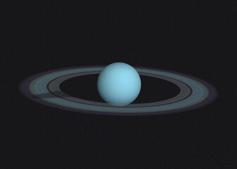 Uranus planet of solar system with ring in outer space. 3D rendered illustration. Elements of this image were furnished by NASA.