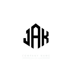 JAK letter logo design with polygon shape. JAK polygon logo monogram. JAK cube logo design. JAK hexagon vector logo template white and black colors. JAK monogram, JAK business and real estate logo.  - obrazy, fototapety, plakaty