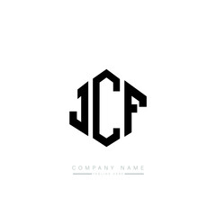 JCF letter logo design with polygon shape. JCF polygon logo monogram. JCF cube logo design. JCF hexagon vector logo template white and black colors. JCF monogram, JCF business and real estate logo. 