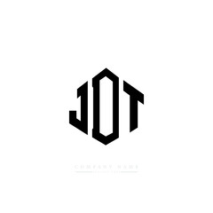 JDT letter logo design with polygon shape. JDT polygon logo monogram. JDT cube logo design. JDT hexagon vector logo template white and black colors. JDT monogram, JDT business and real estate logo. 