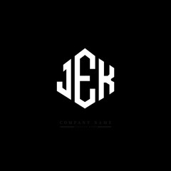 JEK letter logo design with polygon shape. JEK polygon logo monogram. JEK cube logo design. JEK hexagon vector logo template white and black colors. JEK monogram, JEK business and real estate logo. 