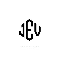 JEV letter logo design with polygon shape. JEV polygon logo monogram. JEV cube logo design. JEV hexagon vector logo template white and black colors. JEV monogram, JEV business and real estate logo. 