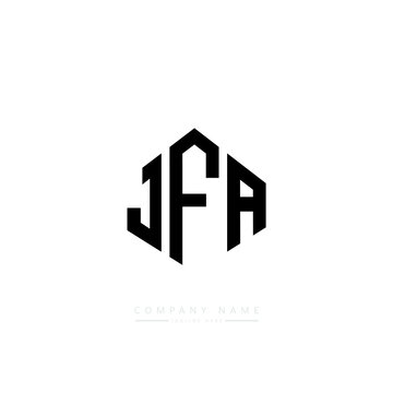 JFA letter logo design with polygon shape. JFA polygon logo monogram. JFA cube logo design. JFA hexagon vector logo template white and black colors. JFA monogram, JFA business and real estate logo. 