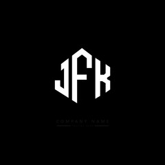 JFK letter logo design with polygon shape. JFK polygon logo monogram. JFK cube logo design. JFK hexagon vector logo template white and black colors. JFK monogram, JFK business and real estate logo. 