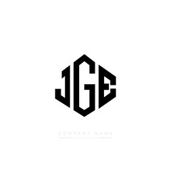JGE letter logo design with polygon shape. JGE polygon logo monogram. JGE cube logo design. JGE hexagon vector logo template white and black colors. JGE monogram, JGE business and real estate logo. 