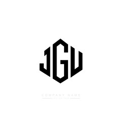 JGU letter logo design with polygon shape. JGU polygon logo monogram. JGU cube logo design. JGU hexagon vector logo template white and black colors. JGU monogram, JGU business and real estate logo. 