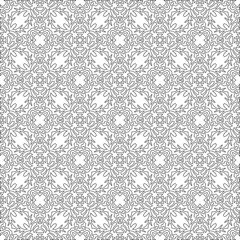 Poster Vector pattern with symmetrical elements . Modern stylish abstract texture. Repeating geometric tiles from striped elements.Black and white pattern. © t2k4