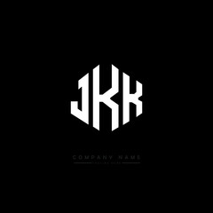 JKK letter logo design with polygon shape. JKK polygon logo monogram. JKK cube logo design. JKK hexagon vector logo template white and black colors. JKK monogram, JKK business and real estate logo. 