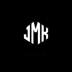 Fototapeta premium JMK letter logo design with polygon shape. JMK polygon logo monogram. JMK cube logo design. JMK hexagon vector logo template white and black colors. JMK monogram, JMK business and real estate logo. 