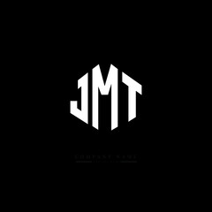 Fototapeta premium JMT letter logo design with polygon shape. JMT polygon logo monogram. JMT cube logo design. JMT hexagon vector logo template white and black colors. JMT monogram, JMT business and real estate logo. 