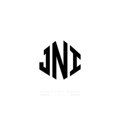 JNI letter logo design with polygon shape. JNI polygon logo monogram. JNI cube logo design. JNI hexagon vector logo template white and black colors. JNI monogram, JNI business and real estate logo. 