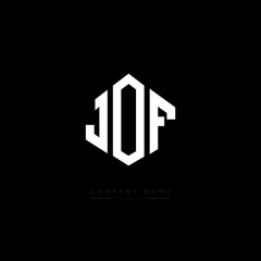 JOF letter logo design with polygon shape. JOF polygon logo monogram. JOF cube logo design. JOF hexagon vector logo template white and black colors. JOF monogram, JOF business and real estate logo. 