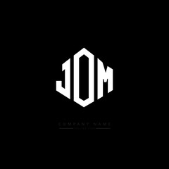 JOM letter logo design with polygon shape. JOM polygon logo monogram. JOM cube logo design. JOM hexagon vector logo template white and black colors. JOM monogram, JOM business and real estate logo. 