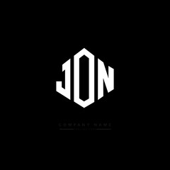 JON letter logo design with polygon shape. JON polygon logo monogram. JON cube logo design. JON hexagon vector logo template white and black colors. JON monogram, JON business and real estate logo.  - obrazy, fototapety, plakaty