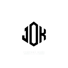 JOK letter logo design with polygon shape. JOK polygon logo monogram. JOK cube logo design. JOK hexagon vector logo template white and black colors. JOK monogram, JOK business and real estate logo. 